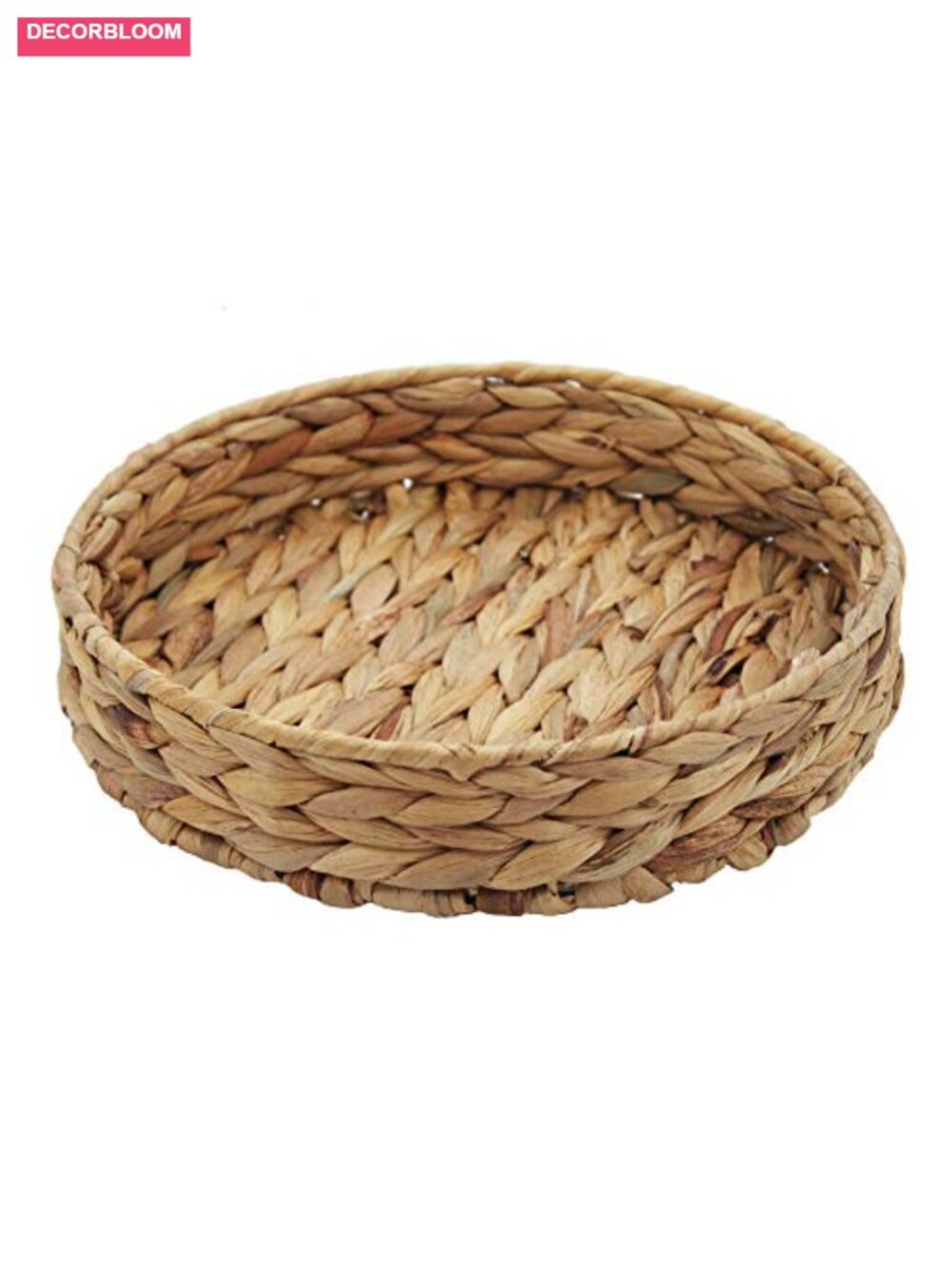 Handmade Water Hyacinth Woven Tray Round Seagrass Storage Basket Rustic